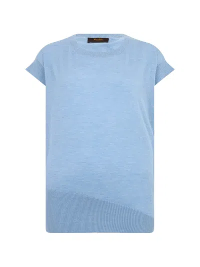 Moorer Short-sleeve Cashmere Sweater In Blue