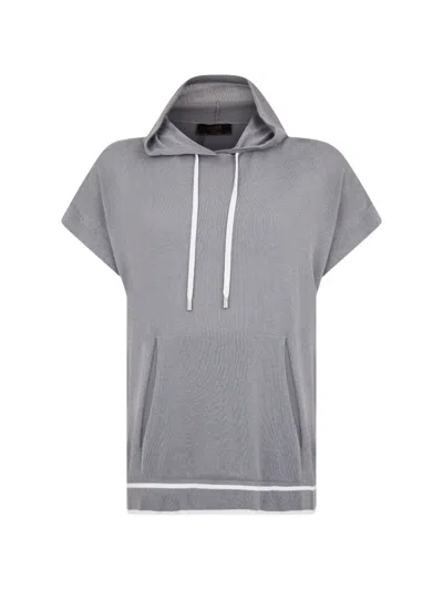 Moorer Short-sleeve Hoodie In Gray