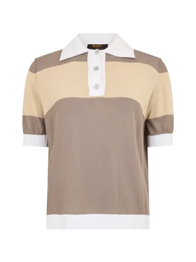 Moorer Short-sleeve Polo Top In Brown