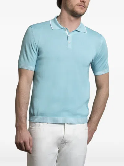 Moorer Short-sleeved Polo Shirt In Blue