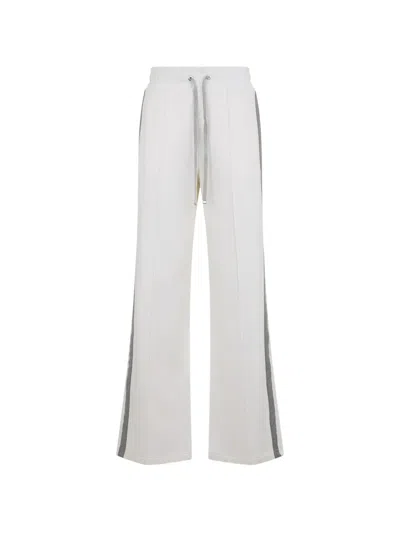 Moorer Side-stripe Wide-leg Track Pants In White