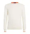 Moorer Silk-cotton Contrasting-detail Sweater In White