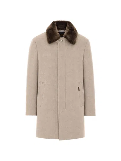 Moorer Simmons-bab Shearling-collar Single-breasted Coat In Orange