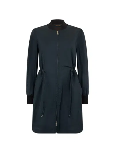 Moorer Single-breasted Drawstring Coat In Blue