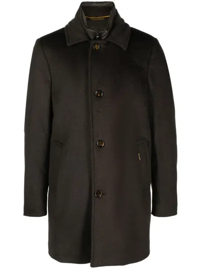 Moorer Single-breasted Peaked Coat In Brown