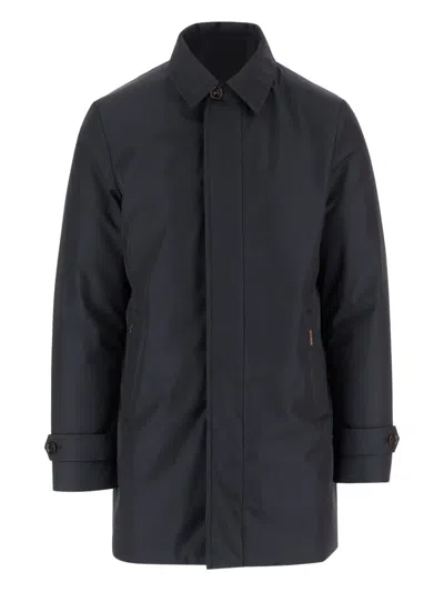Moorer Single-breasted Short Coat In Blue
