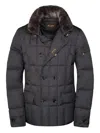 Moorer Siro-km Fur Collar Double-breasted Jacket In Animal Print