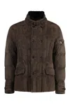 Moorer Shearling-collar Quilted Jacket In Brown