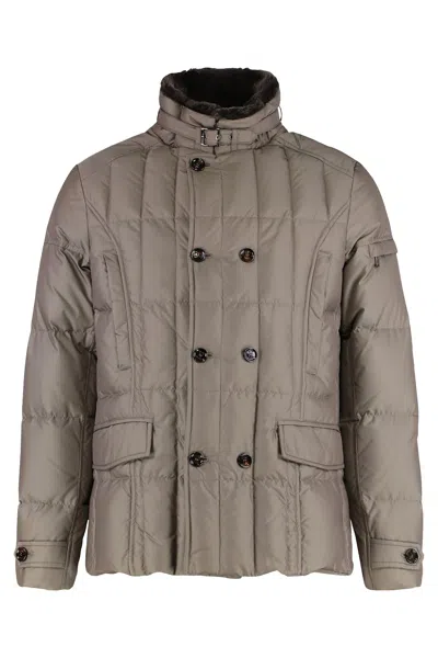 Moorer Siro Zip And Button Fastening Down Jacket In Brown
