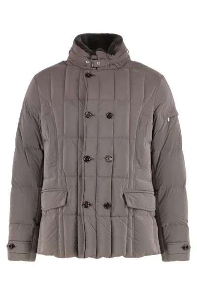 Moorer Siro Zip And Button Fastening Down Jacket In Brown