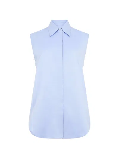 Moorer Sleeveless Box-pleat Shirt In Blue
