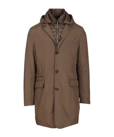 Moorer Redon-skt Padded Nylon Coat In Brown