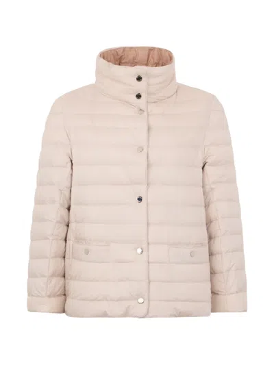 Moorer Snap-button Padded Jacket In Neutral