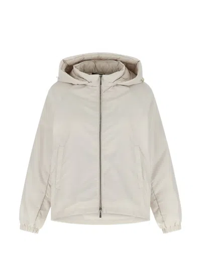 Moorer Soave Wk Padded Hooded Jacket Elastic Cuffs In White