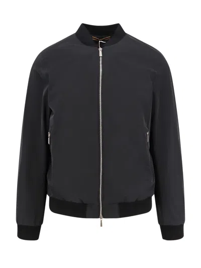 Moorer Sorano Nylon Jacket With Knitted Profiles In Black