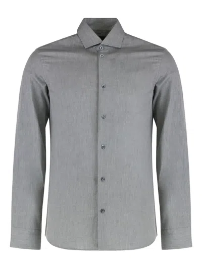 Moorer Sorrento-fml Buttoned Shirt In Gray
