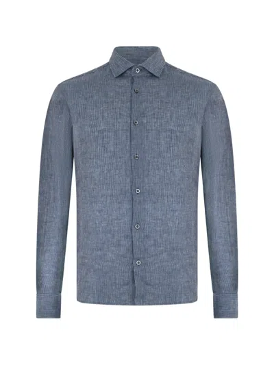 Moorer Sorrento Pinstripe Shirt In Blue