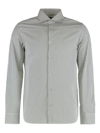 Moorer Sorrento-rw Striped Shirt In Gray