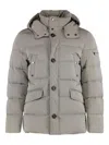 Moorer Classic Grey Goose Down Jacket With Wool-cashmere Accents In Neutral