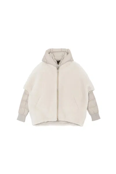 Moorer Sp-pegaso-ks3 Layered Down Jacket Mandorla In Neutral
