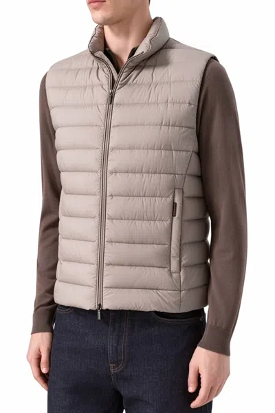 Moorer Stand Collar Down Vest In Wood In Brown