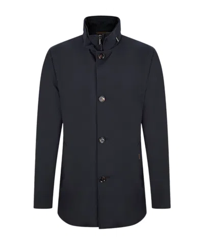 Moorer Stand-collar Mid-length Coat In Blue