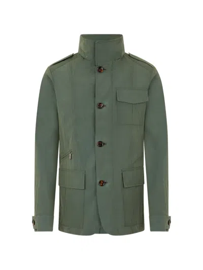 Moorer Stand-up Collar Jacket In Green