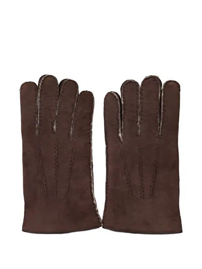 Moorer Stitched Gloves In Brown