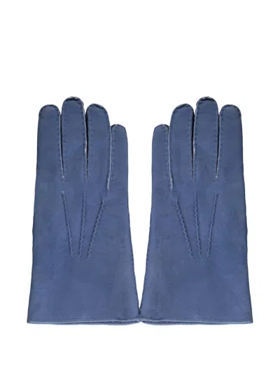 Moorer Stitching Gloves In Blue