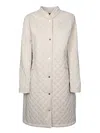Moorer Quilted High Collar Long Jackets In White