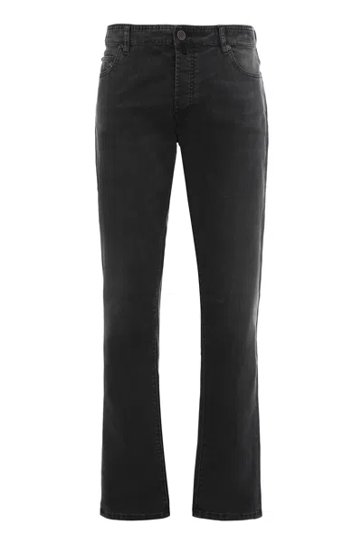 Moorer Straight Five-pocket Pants In Black