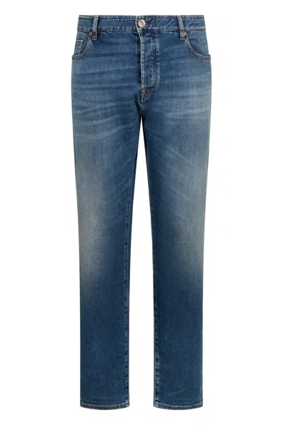 Moorer Straight Jeans In Dark Blue Denim
