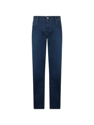 Moorer Straight-cut High-waisted Jeans In Blue