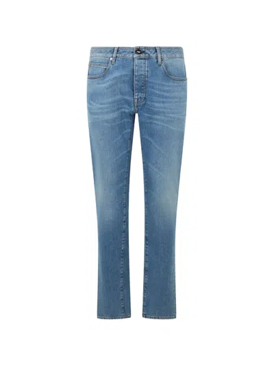 Moorer Straight-cut Whiskered Jeans In Blue