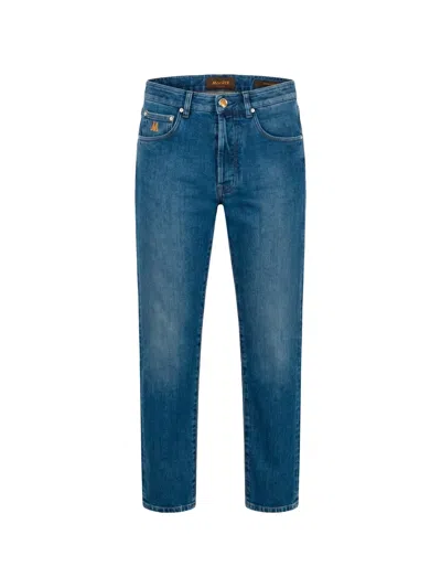 Moorer Straight-leg Logo-patch Jeans In Blue