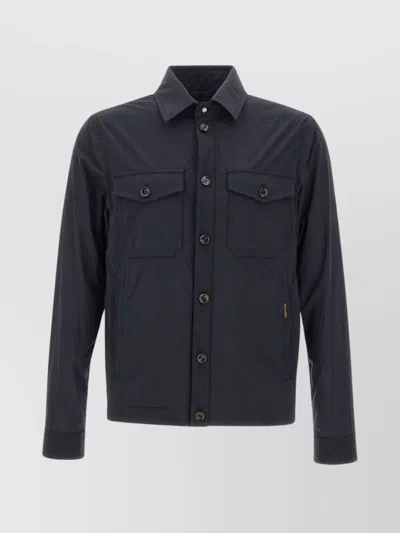 Moorer Stretch Jacket Chest Pockets In Blue