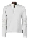 Moorer Stria Pullover Mit Kurzem Reissverschluss In White