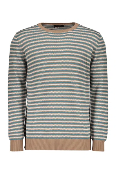 Moorer Striped Cotton Sweater In Multi
