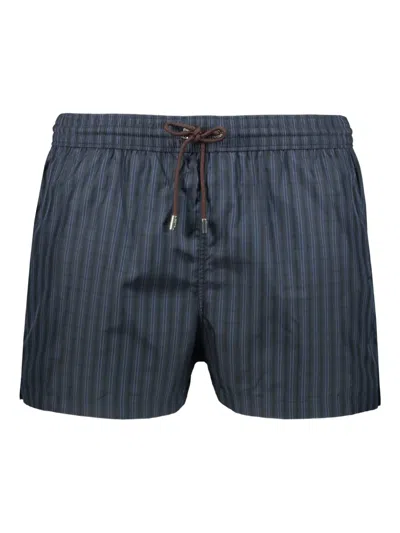 Moorer Striped Drawstring Swim Shorts In Blue