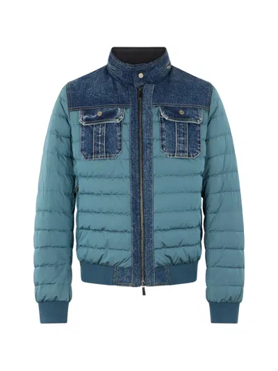 Moorer Striped Padded Jacket In Blue