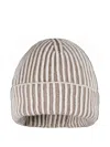 Moorer Striped Ribbed Beanie Hat In Gray