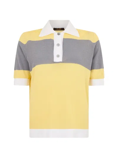 Moorer Striped Short-sleeve Polo Shirt In Yellow