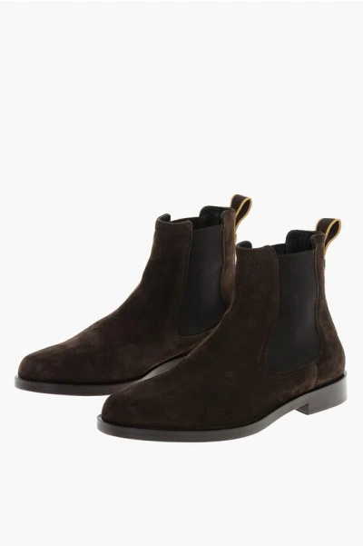 Moorer Suede Borgoni Chelsea Booties In Brown