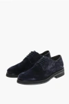Moorer Suede Campini Derby Shoes With Rubber Sole In Blue