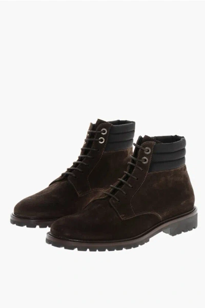 MOORER SUEDE CANNICCI LACE-UP BOOTIES WITH CARRION SOLE