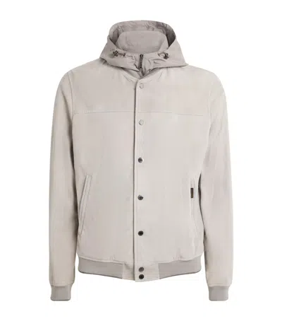 Moorer Suede Darren Hybrid Jacket In Gray