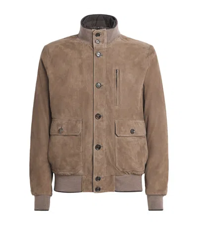 MOORER MOORER SUEDE DOWN ADELSIO BOMBER JACKET