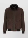 Moorer Suede Fiano Jacket Fur Collar In Brown