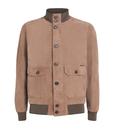 Moorer Suede Field Jacket In Brown