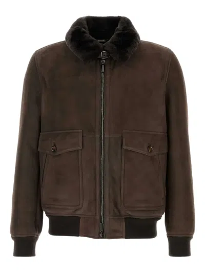 MOORER SUEDE FUR-TRIMMED JACKET